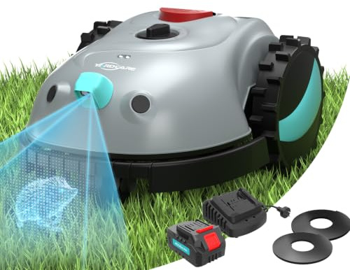 (2026 Nuevo) YARDCARE V100 Robot Cortacesped sin Cable Perimetral, Navegación Visual, Evitación de Obstáculos(150 Tipos), Robot Cortacésped con Bateria de 4 Ah, Banda magnética, Hoja de Repuesto