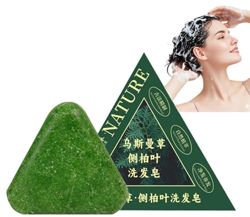 Nature Triangle Shampoo Bar, Nature Seven Green Soap Bar for Hair Growth & Loss Treatment, Hair Regrowth & Strengthening Solid Shampoo for Women & Men, Gentle Cleansing, 100g