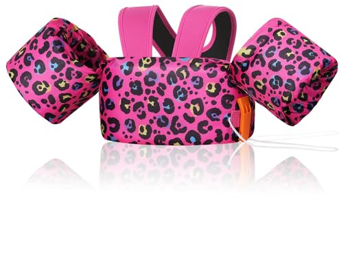 MoKo Simväst för barn Leopard Fuchsia 9-23 kg
