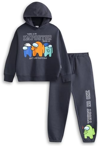 Among Us Navy Hoodie and Joggers Set | Long Sleeve Character Pullover with Impostor Print | Kids Cartoon Streetwear Outfit | Unisex Children's Loungewear Merch - 5-6 Years