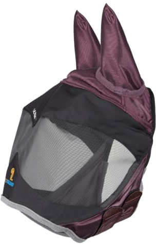 Shires FlyGuard Pro Deluxe Fly Mask with Ears - Black Cherry