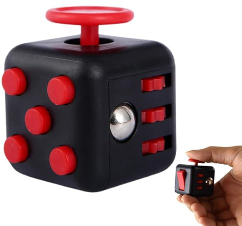 Cube Anti-Stress,Décompression Jouet Cube avec 6 modules apaisants,Stress Cube Toy pour Enfants et Adultes Anti-anxiété, (Noir)