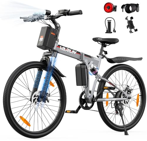 VARUN E Bike, 26 E-Bike Herren Damen mit Vollfederung, 48V Lithium-Akku, 250W Motor, 25KM/H, 7-Gang E-Mouantainbike mit 4 Modi, Ebike Klapprad Elektrofahrrad für Erwachsene, EU-Konformes