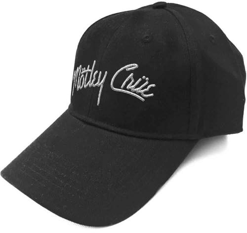 Motley Crue Cappellino da Baseball Band Logo Argento Nuovo Ufficiale Nero Size One Size