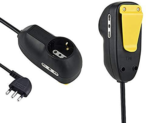 Electraline 62057 Multipresa Prolunga da Lavoro 3 posti 1 schuko + 2 bivalenti 10/16A con clip di fissaggio, cavo 5 m, spina 16A, nera