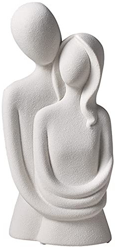 Uziqueif Moderne Skulptur Paar Deko Figur - Stilvolles Symbol Für Liebe Und Zuneigung Aus Keramik - Abstrakte Kunstverzierung - Deko Gut Als Geschenk-Idee Geeignet,Weiß,Couple Statue A