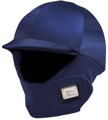 Harrison Howard Equestrian Helmet Cover with Fleece Neck Winter Riding Helmet Cover, Helmet NOT Included -Navy