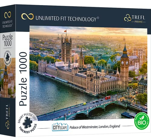 Trefl 10705 1000 Elements, Dickster Cardboard, Organic, Entertainment for Adults and Children from 12 Years, Cityscape Puzzle: Palace of Westminster, London, England