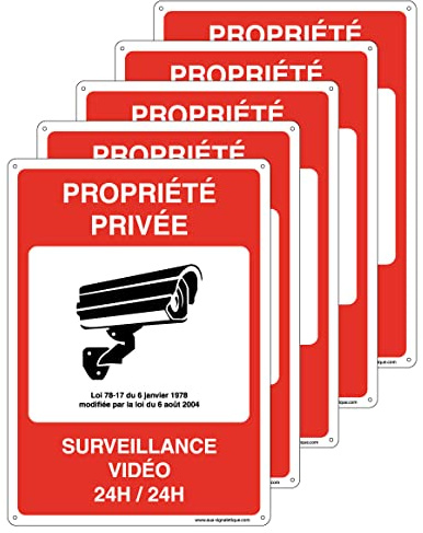 AUA SIGNALETIQUE - Panneau Vidéo Surveillance - Plaque Vidéo - Propriété Privée Surveillance Vidéo - PVC 120x170 mm (5)