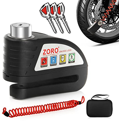 OPSOOPI Motorcycle Lock, Disc Brake Lock with 130DB Alarm, Heavy Duty Motorcycle Locks Anti-Theft, Motorcycle Alarm Waterproof Wheel Lock for Moped Bike Scooter