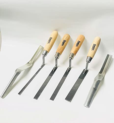 Shop-Tek/Valley 6 -Pieces Trowels set (4-Pcs Tuck Point Trowel 6-3/4 by 1/4, 3/8, 1/2 & 3/4 and 2-Pcs Brick Joint 3/8x1/2 and 5/8x3/4) - Sold by Ucostore Only