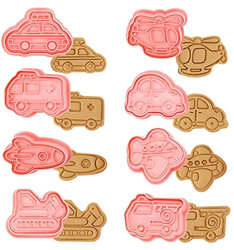 8 Pièces Emporte Piece Voiture, 3D Moule Biscuit Emporte Pièces Enfants, Plastique Emporte Piece Patisserie Réutilisable Emporte Pièce Biscuit Emporte-Pièces pour Biscuits Pâtisseries Gâteaux