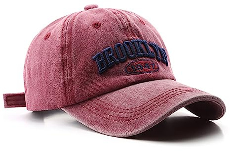Brooklyn Cap Washed Vintage Baseball Cap Sonnenhut für Damen und Herren, Rot/Ausflug, einfarbig (Getaway Solids), M/L