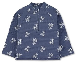 Sterntaler Langarm -Schwimmshirt Palmen - Langarm Schwimmshirt Palmen Jungen - UV Shirt mit UV -Schutz 50+ - Rashguard Baby und Kinder mit Reißverschluss und kleinem Stehkragen - blau, 104