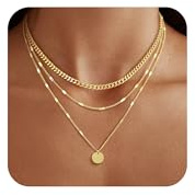 JECOMY 14K Gold Plated Layering Necklaces For Women Gold Necklace Set, Cuban Link, Snake Chain, Paperclip Layered Chains, Twisted Rope and Twisted Chain, Trendy Layering Necklace