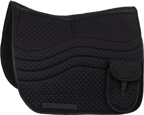 Equinate 2 Zonen Korrektur Schabracke Odessa für Reitpads und Dressursättel M Schwarz - Satteldecke für Pferd und Pony mit Memory Foam Einlagen, Korrekturpad