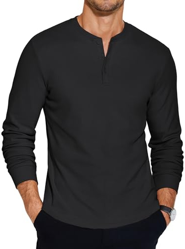 COOFANDY Mens Long Sleeve Henley Shirts Grandad T-Shirts Casual Tops for Men Button Shirt