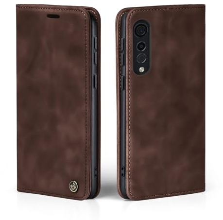 LBH Handyhülle für LG Velvet 5G in Dunkelbraun mit Karten- und Geldfach Smartphone Hülle mit Standfunktion Flip Case Schutzhülle Magnetverschluss Vintage