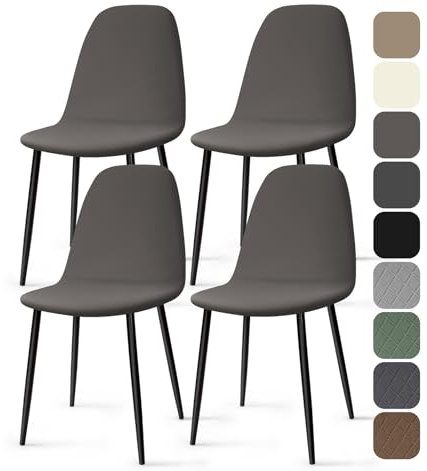 Stuhlhussen 4 Stück Stretch Stuhlhussen für Esszimmerstühle Universal Spandex Hussen für Stühle Abnehmbare Waschbar Stuhlbezüge Stuhl Hussen für Küchenstühle Hotel Bankett (Grau, 4 Stück)-KC
