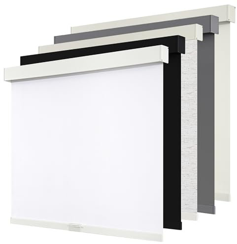 SUNOFF Cordless Blackout Roller Shades Blinds for Windows Free-Stop,Pull Down Room Darkening with Valance,Thermal Insulated Woven Fabric Window Door Blinds for Home,Office,White 20 W x 72 L
