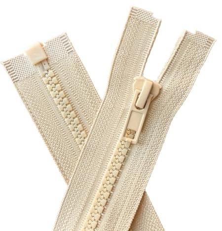 YaHoGa 2 stycken 122 cm #5 dragkedja plast 5 mm delbar beige (RZ)