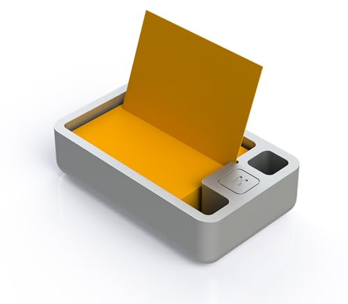 Moë & Mirakime Caja para notas de aluminio para notas A8 y fichas – Organizador de escritorio premium con compartimento para bolígrafos – Compacto, elegante, ideal para oficina o home office
