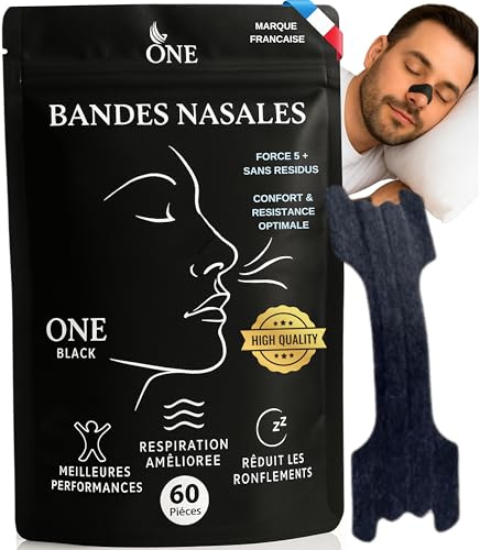 60 Bandelettes Nasales | Ecarteur Nasal | Dispositifs Anti Ronflement Efficace Puissant | Nasal strips | Dilatateur Nasal | Bande Nasale CONFORT et RESISTANCE OPTIMALE FORCE 5 +++++ Taille Large