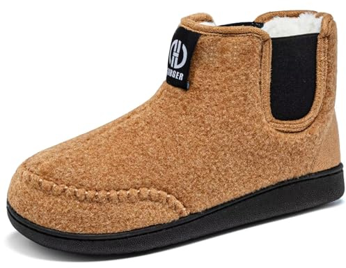 GURGER Chaussons Montants Homme Hiver Chaud Doublure Fourrure Chaussons Bottes Maison Pantoufles pour Intérieur Extérieur, Kaki 42 43
