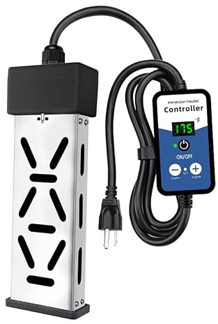 Portable Immersion Water Heater 1800W 120V, Electric Heater for Buckets, Bathtubs and Mini Pools, Submersible Design with Thermostat, Real Time Temperature Display and Dry Burn Protection