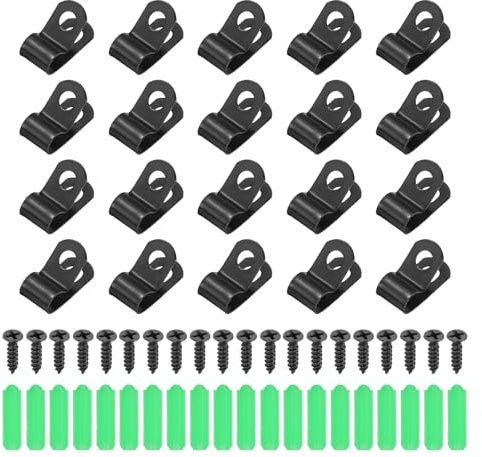 QUARKZMAN 20Pcs 6mm(1/4) Morsetti Per Filo Da Recinzione, Clip Di Montaggio Per Recinzione Agricola Tipo R Con Viti E Tubi Di Espansione Per Montare Fili Saldati Su Recinzioni In