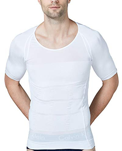 YOUCAI Canotta Dimagrante Uomo - Canottiera Contenitiva Snellente e Modellante - Maglia Intimo Sauna Bodybuilding Fitness, Palestra - Termica in Neoprene con Zip Pancia Piatta，Bianca,XL