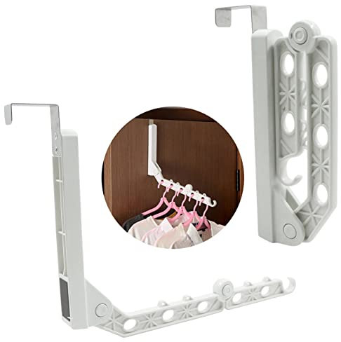 Kleiderlüfter Türhänger kleiderhänger Klappbar Kleiderbügel - Kleiderstange Moderner Platzsparende Klappfunktion, 5 kg Tragkraft, für Balkon, Garderoben, Schlafzimmer, 2 Stück Klapphaken Weiß