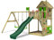 FATMOOSE Spielturm Klettergerüst HappyHome Hot mit Schaukel & grüner Rutsche, Outdoor Kinder Kletterturm mit Sandkasten Leiter & Spiel-Zubehör für den Garten