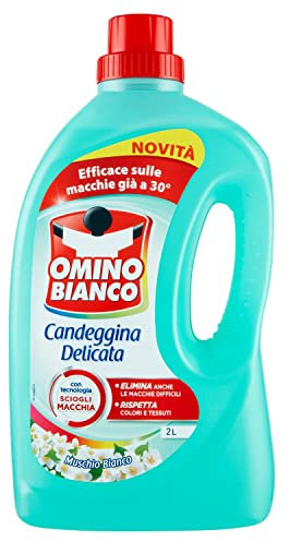 Omino Bianco - Candeggina Delicata, Tecnologia Anti Odor, Azione Igienizzante e Smacchiante, Essenza Muschio Bianco, 2000 ml