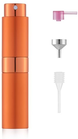 Toureal Vaporisateur de parfum rechargeable en aluminium vide de voyage pour homme et femme 8 ml Flacon vaporisateur de voyage pour les déplacements (orange)
