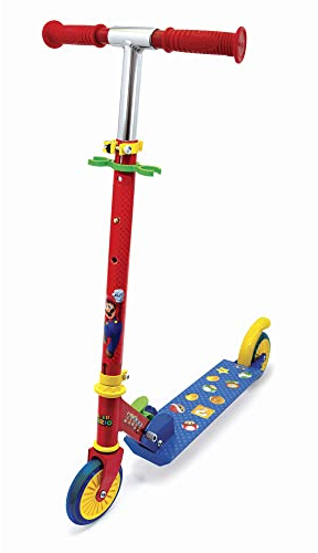 Smoby - Patinete de 2 Ruedas Super Mario, máximo 50kg, Regulable en Altura, Adecuado a Partir de 5 años (7600750373), Multicolor