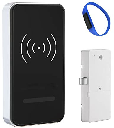 Lancoon Kit Serratura Elettronica per Armadietto, Braccialetto Senza Chiave RFID Card Sblocco Durevole Pannello Grande per Libreria in Legno Armadi Letto Scatola da Scarpe Bagno Centro Sauna D'argento