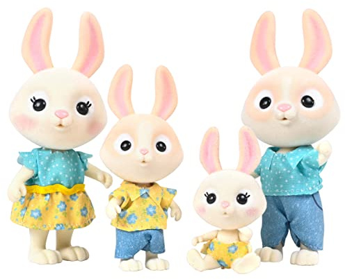 Honey Bee Acres McScampers Rabbit Family - 4 Mini Flocked Figures - Ages 3+