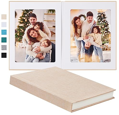Pssoss Photo Album 8x10 with Writing Space Linen Cover 8x10 Photo Album Book Holds 20 Photos Ideal for Wedding Theme-Album and Baby Photo Albums (Beige,20 Pockets)