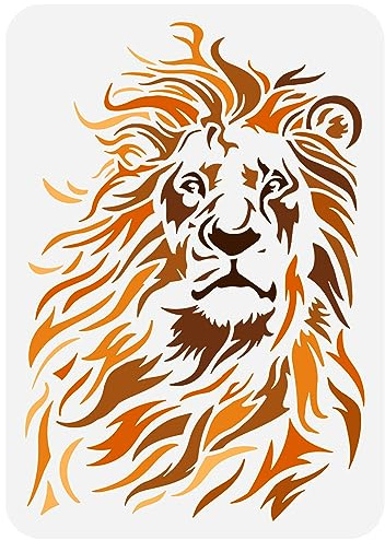FINGERINSPIRE plantilla de león tribal para pintar 29,7 x 21 cm, grande de dibujo de león de plástico PET, temática de animales, manualidades, hogar, pared