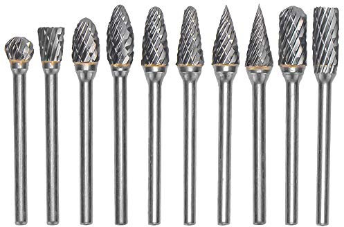 Mesee 10Pz Fresas Rotativas in Carburo di Tungsteno, Set di Lime Fresa a Doppia Taglio con Gambo da 3mm Frese Rotanti Diamantate per Lucidatura Foratura Smerigliatura Incisione su Metalli Legno Giada