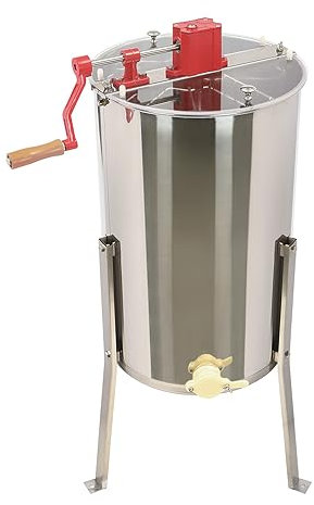 Honigschleuder 3 Rahmen Waben Edelstahl Manuelle Honigschleuder Edelstahl Schleuder mit Spritzwassergeschützte Abdeckung, Ø380 mm, Geeignete Hive Größe 48.3*44.8*23.2cm