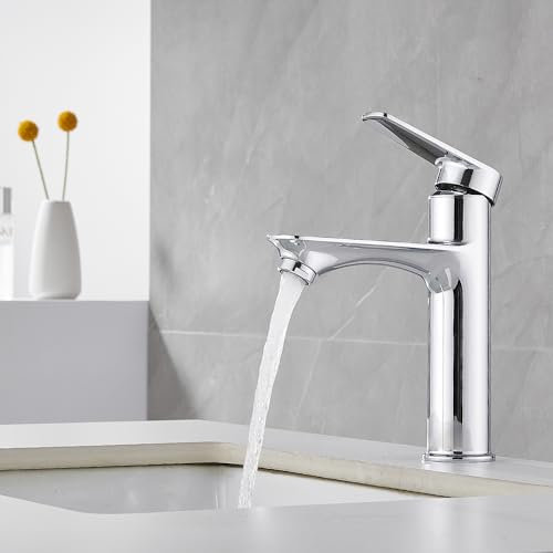ZHUGE Grifo de Lavabo, Grifo Baño, Mezclador Monomando para Lavabo (Cromo)