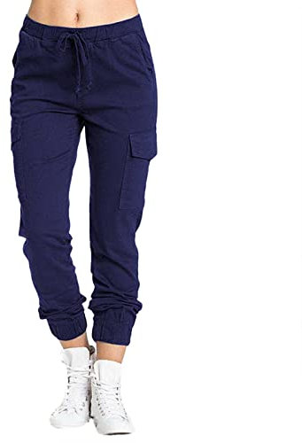 Haushose Damen Kurzgröße Hose Gerades Bein Lang High Waist Freizeithose Elegant Stretch Relaxhose Freizeit Elastisch Freizeithosen Locker Slim Fit Hohe Taille Jogginghose Yoga Hosen (Navy, XXXXL)
