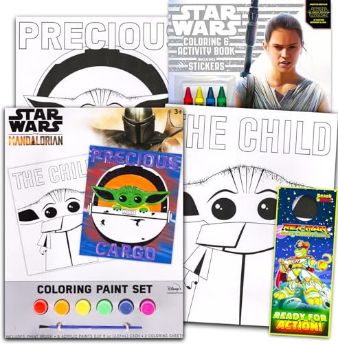 Disney Baby Yoda Malposter-Set – Bündel mit Star Wars Mal-Aktivitätsbuch mit Malvorlagen, Aufklebern und mehr, Baby-Yoda-Malerei und Aktivitäten für Kleinkinder, Kinder