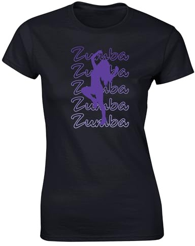 Hippowarehouse Zumba gradience Silhouette Womens Fitted Short Sleeve t-Shirt (Specific Size Guide in Description) Black