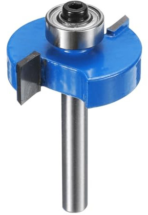 QUARKZMAN Fraise à Rainure en T pour Feuillure, Tige 15/64 (6 mm), Tige 1-1/4 (31,7 mm) x 3/8 (9,5 mm), Fraise à Rainurer en Carbure à 2 Ailes pour Aplatir Dalles à Feuillures pour Bois