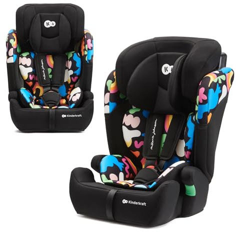 Kinderkraft COMFORT UP I-SIZE 76-150 cm Seggiolino auto 9-36 kg, Poggiatesta Regolabile di 11 livelli, Seduta spaziosa, Cinture di Sicurezza, Inserto modulare dotato, Gruppo 1/2/3, Happy Shapes