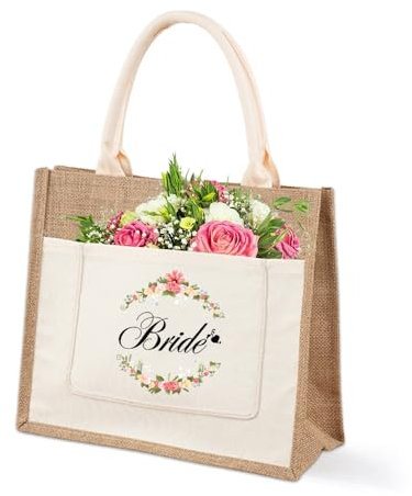 Bieiyhe Jute Taschen Beige 35x30x14cm Jute Einkaufstasche Mit Griffen Strandtasche Jute Shopper Jute Tote Bag Jutetasche Alphabet Jute Geschenktasche Einkaufstaschen Handtasche für Picknick Reisen