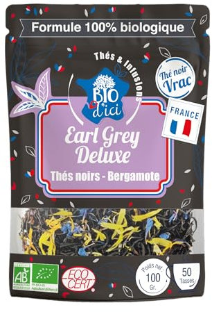 Bio d'ici - Earl Grey Deluxe - Thés noirs Ceylan et Rwanda bergamote (100 gr, 100, gramme)
